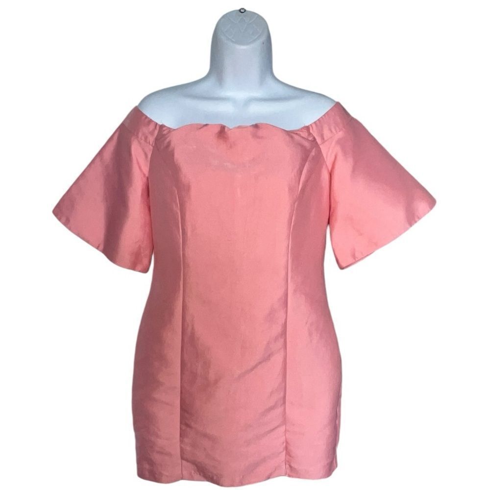 DO+BE Pink Off The Shoulder Mini Dress Short Sleeve Bell Style In Size Large